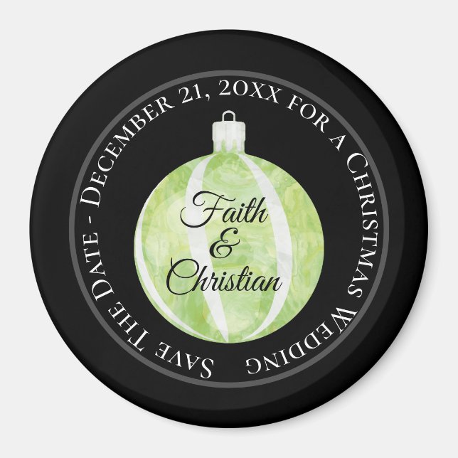 Íman Enfeites de natal com faixa verde/Salve a data (Frente)