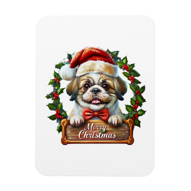 Íman Enfeites de natal de Cachorro Bonito - Feliz Natal (Vertical)