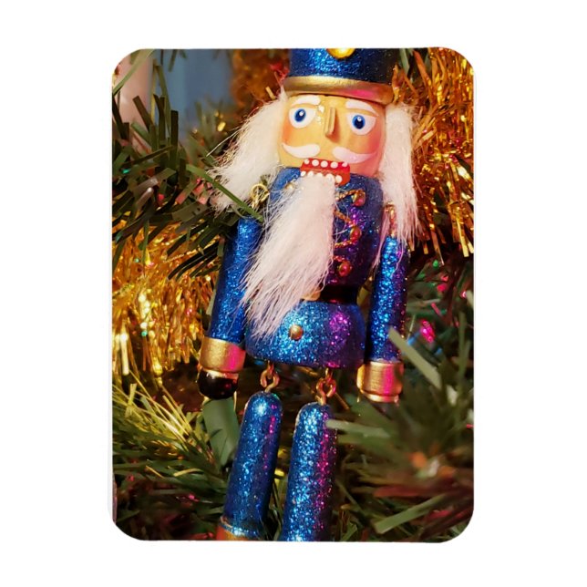 Íman Enfeites de natal de soldado do quebra-cabeça azul (Vertical)