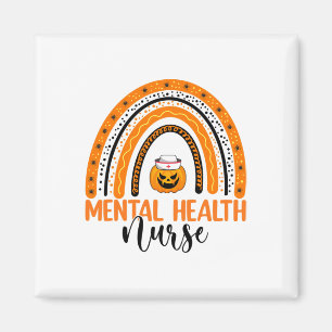 Íman Enfermagem Halloween Pumpkin Rainbow Mental Health