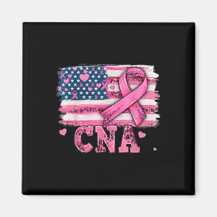 Íman Enfermeira Americana Bandeira Rosa Cancer de Fita