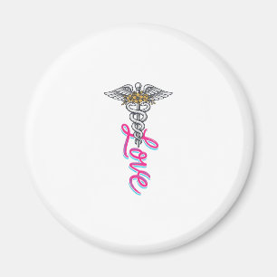 Íman Enfermeira Amor Caduceu Floral Médico Design Verti