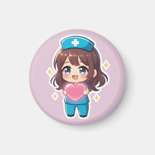 Íman Enfermeira Chibi Original 2.0 - Cuidado de Coração