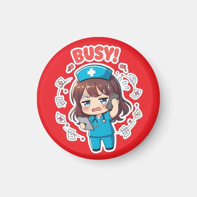 Íman Enfermeira Chibi Original 3.0 - Ocupada (Frente)