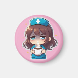 Íman Enfermeira Chibi Original - Café com Cansaço