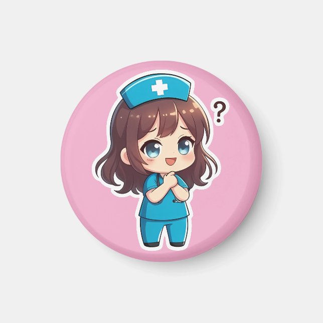 Íman Enfermeira Chibi Original - O Momento de Questiona (Frente)