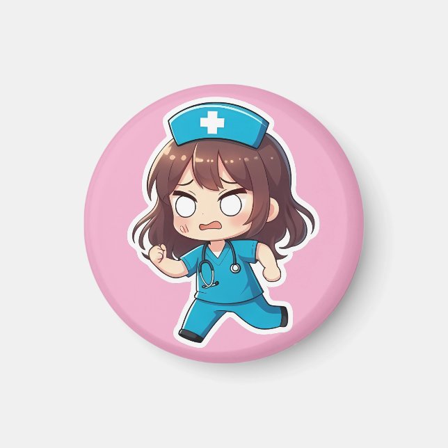 Íman Enfermeira Chibi Original - O Turno Agitado (Frente)