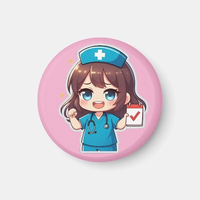 Íman Enfermeira Chibi Original - Vida de Enfermagem (Frente)