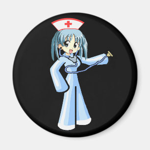 Íman Enfermeira de Animes com Stethoscope e uniforme az