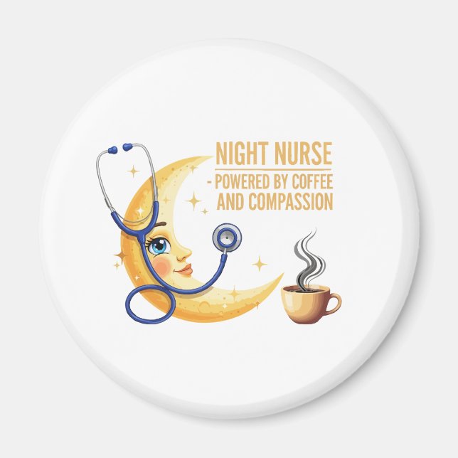 Íman Enfermeira do Turno da Noite - Coffee & Compassion (Frente)