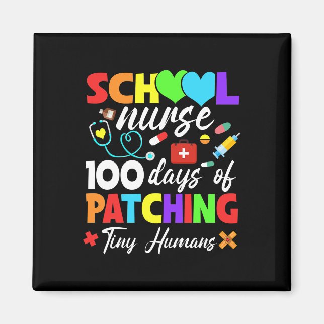 Íman Enfermeira Escolar 100 Dias De Patching De Humanos (Frente)