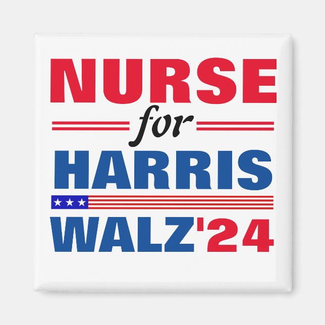 Íman Enfermeira para Harris Walz Red Blue (Frente)