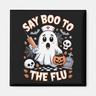 Íman Enfermeira Retro Ghost Halloween Vacina Diz Boo À