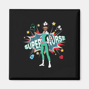 Íman Enfermeiras Negras Rocham Camisa Super Hero Black