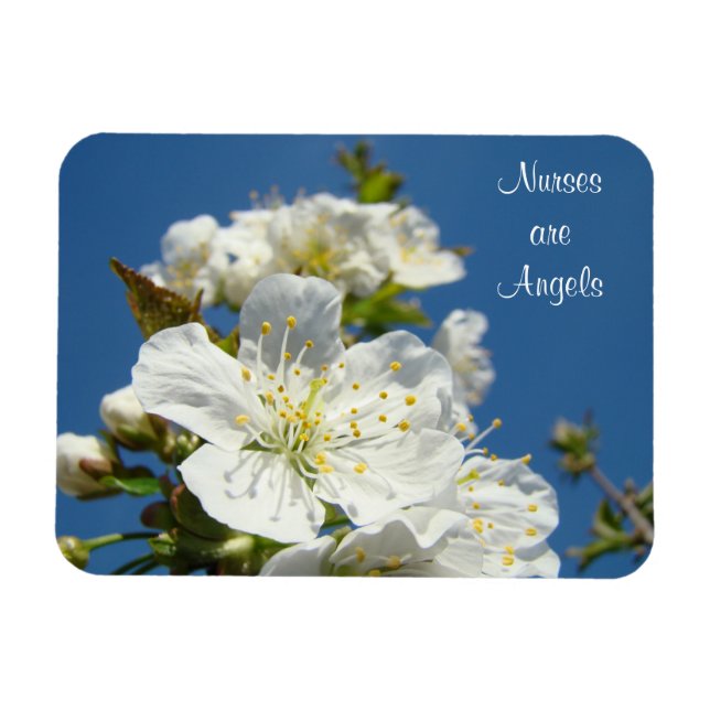 Íman Enfermeiras são Anjos ímãs Céu Azul Flores de Cere (Horizontal)
