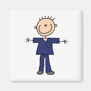 Íman Enfermeiro Homem Figura de Palito - Ímã Azul