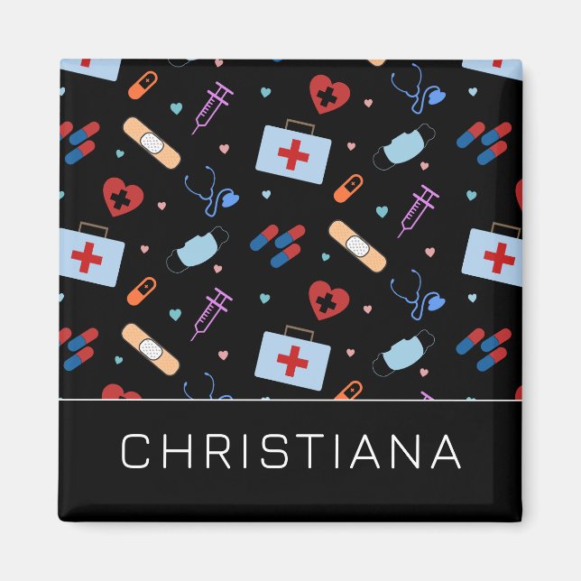 Íman Enfermeiro Personalizado | Padrão Médico (Frente)