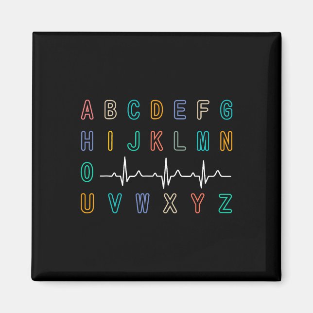 Íman Enfermeiro Pqrst Test Abc's Ekg Strip Alphabet Fun (Frente)
