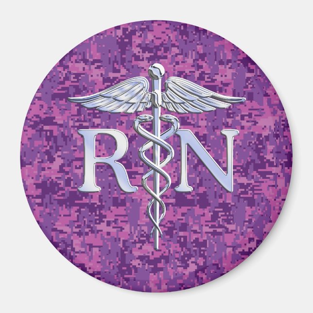Íman Enfermeiro Registrado RN Caduceus na Camuflagem Ro (Frente)