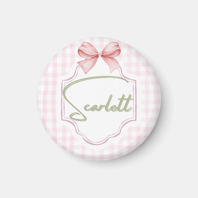 Íman Enfermeiro Scarlett Baby Gingham Personalizado (Frente)