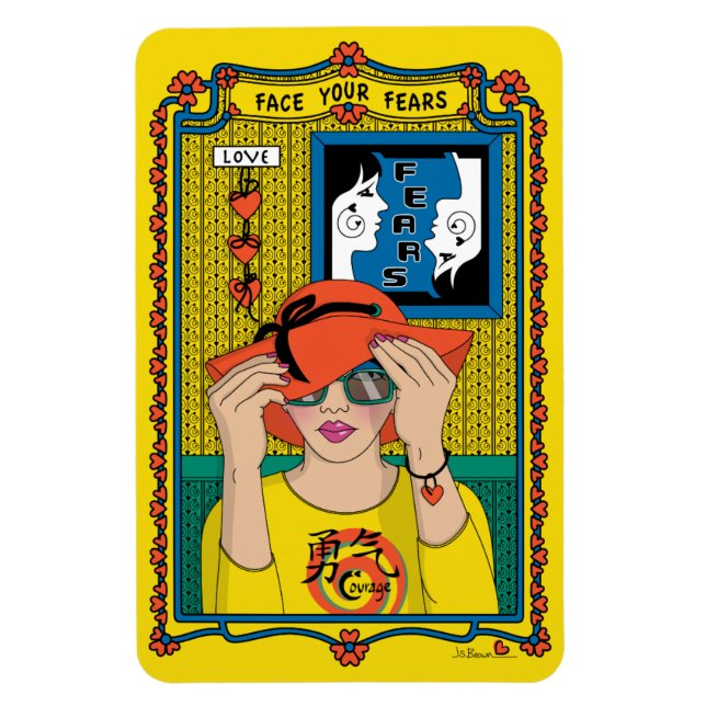 Íman Enfrente seus Medos_B_4x6 Ímã de Geladeira (Vertical)