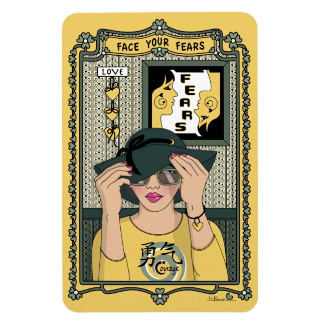 Íman Enfrente seus Medos_C_4x6 Ímã de Geladeira (Vertical)