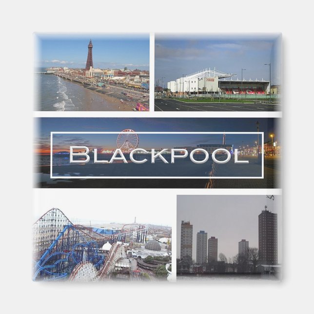 Íman ENG031 BLACKPOOL, Lancashire, Inglaterra, Geladeir (Frente)