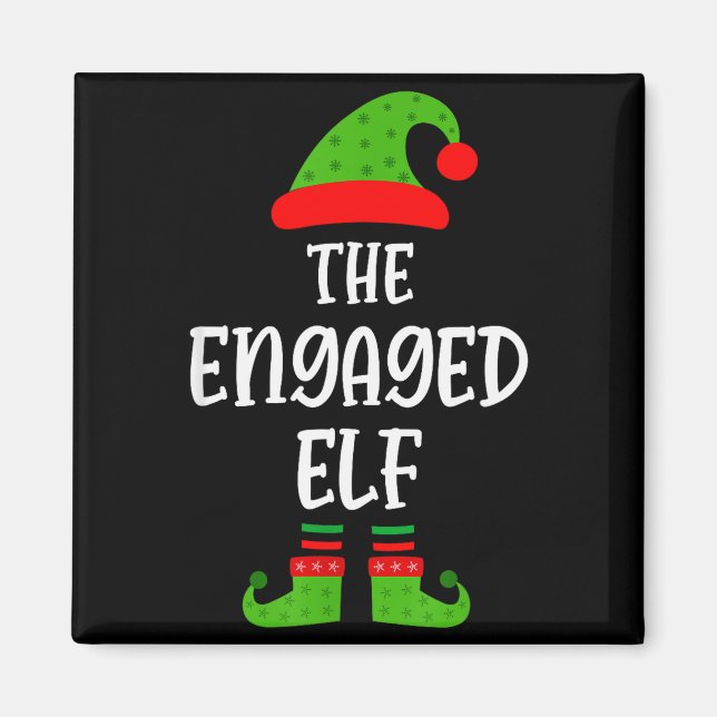 Íman Engaged Elf Family Matching Christmas Engagement  (Frente)