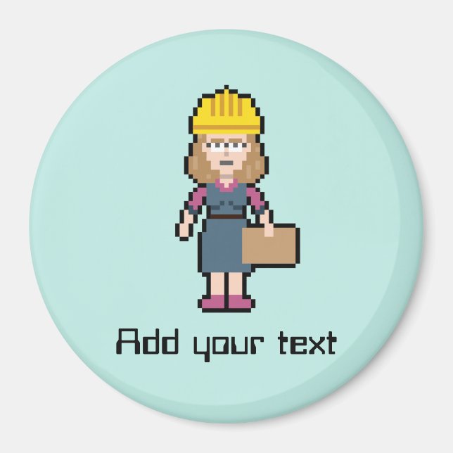 Íman Engenheiro Feminino de Texto Personalizado (Frente)