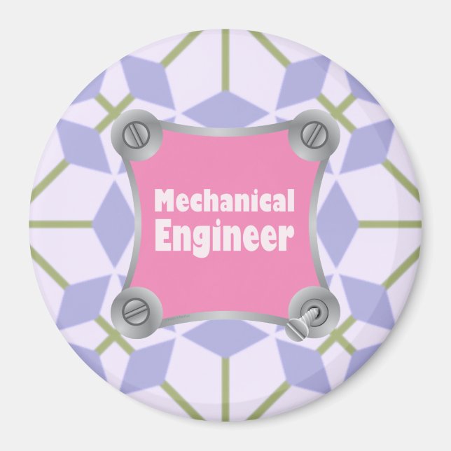 Íman Engenheiro mecânico rosa (Frente)