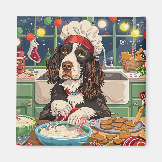 Íman English Springer Spaniel Confeitaria de Feriado: F (Frente)