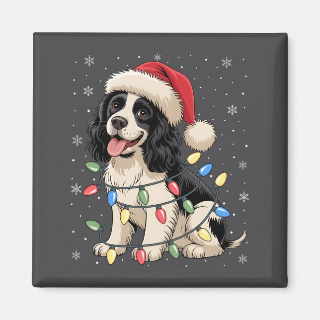 Íman English Springer Spaniel Dog Christmas Tree Lights (Frente)