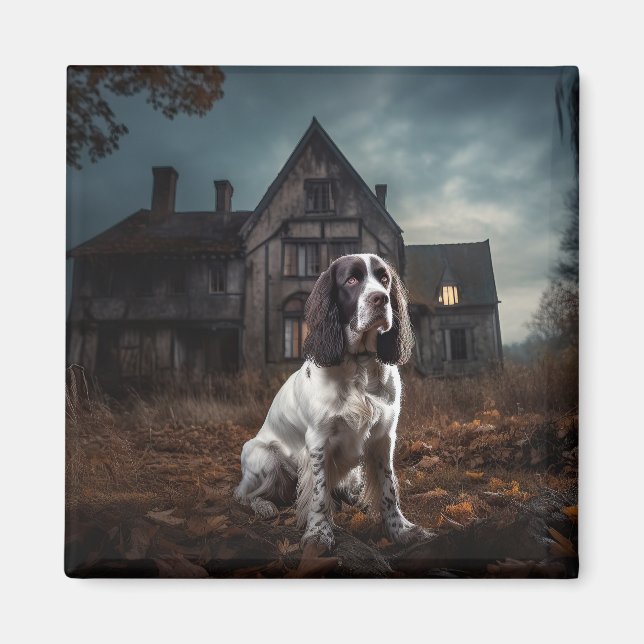 Íman English Springer Spaniel Halloween Assustador (Frente)