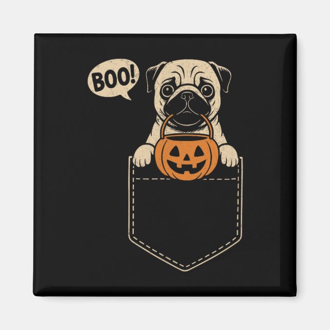 Íman Engraçada Pug Halloween Cachorro Cachorro Cachorro (Frente)