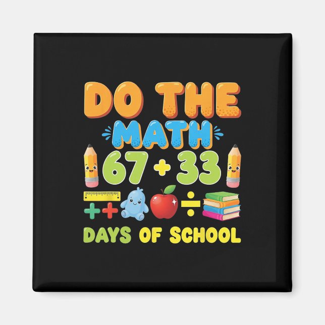 Íman Engraçado 100 Dias Equação Matemática Escolar Alun (Frente)