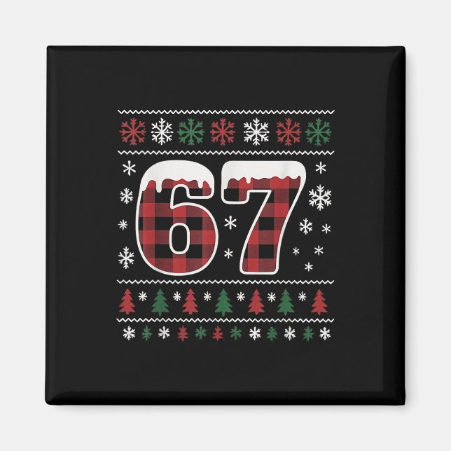 Íman Engraçado 67 Seis Sete Meme Brainrot Cringe Natal  (Frente)