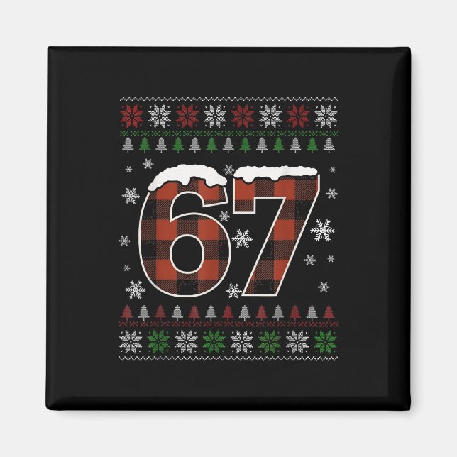 Íman Engraçado 67 Seis Sete Meme Brainrot Cringe Natal  (Frente)