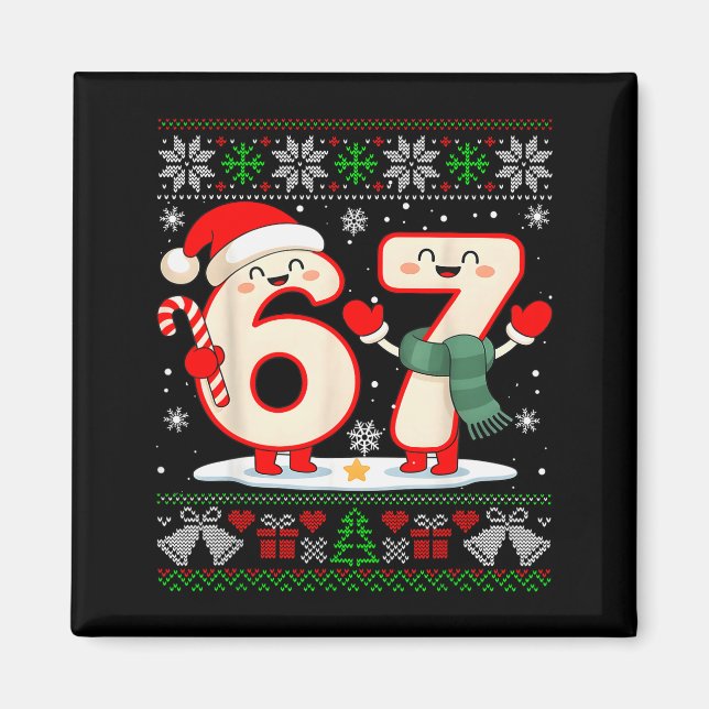 Íman Engraçado 67 Seis Sete Meme Brainrot Cringe Natal  (Frente)