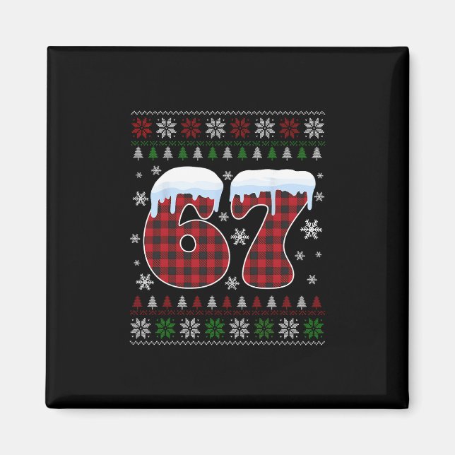 Íman Engraçado 67 Seis Sete Meme Brainrot Cringe Natal  (Frente)