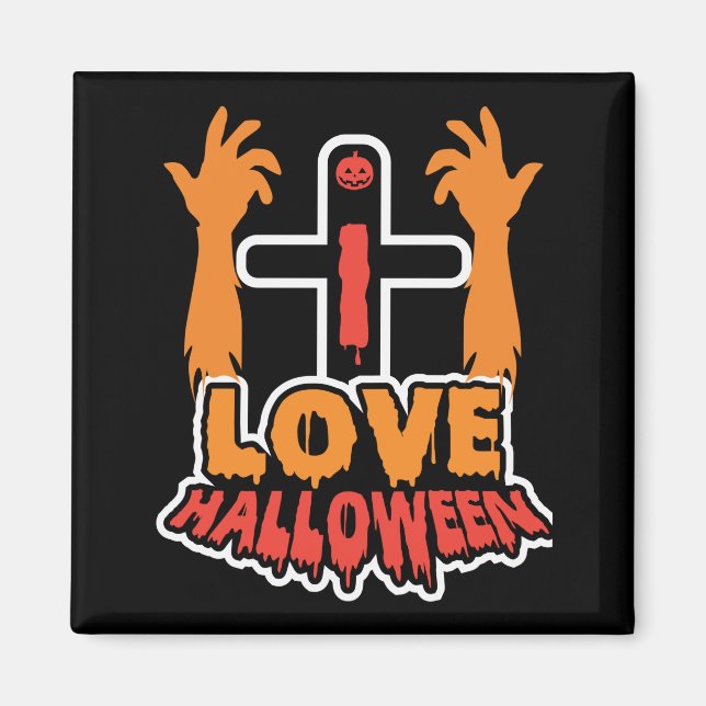 Íman Engraçado Amor Halloween Spookie Mãos Zombie (Frente)