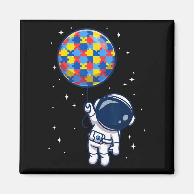 Íman Engraçado Astronauta Bylon Autismo Espaço de Consc (Frente)