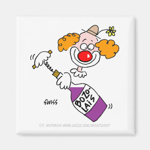 Íman Engraçado Beaujolais Wine Humor Clowon Cartoon