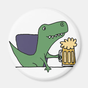 Íman Engraçado Bebendo de Dinossauro Verde T-Rex Beer