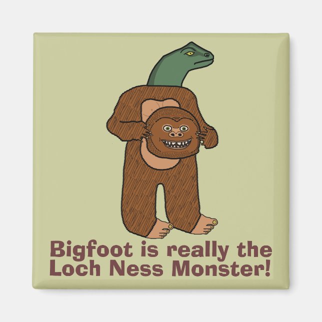 Íman Engraçado Bigfoot Loch Ness Monster (Frente)