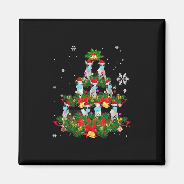 Íman Engraçado Boston Terrier Christmas Tree Dog Xmas (Frente)