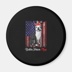 Íman Engraçado Boston Terrier Mãe Americana Bandeira