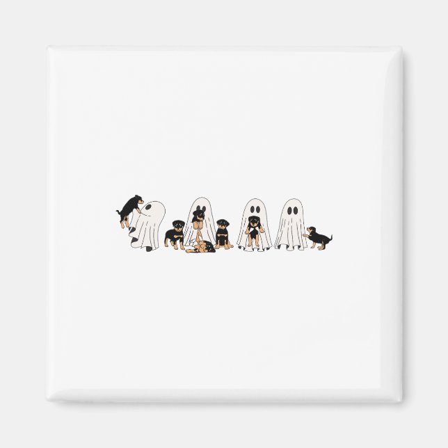 Íman Engraçado Bruxa Rottweiler Cachorros Fantasmas Em  (Frente)