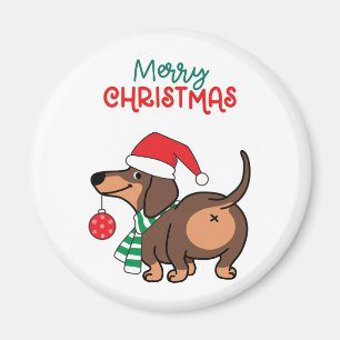 Íman Engraçado Cachorro Bonito Feliz Natal