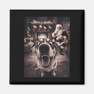Íman Engraçado Cachorro Selfie com Papais noeis Natal