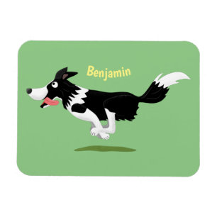 Íman Engraçado Cão da Borda Collie executando desenho